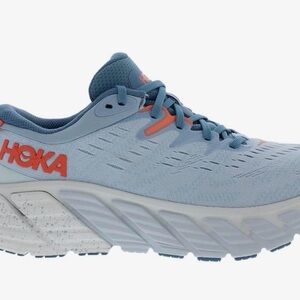 Hoka Sky Blue and Coral Athletic Shoes